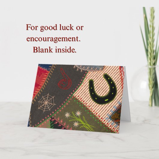 グッドラックホースシューズヴィンテージパッチワーク熱狂するキルト カード