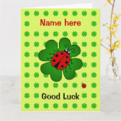 グッドラックラージ名前をカスタムするラディバグクローバー カード (黄色い花)