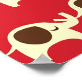 グッドラック象さくらんぼ赤かわいい自然パターン ポスター (角)