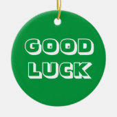グッドラック、緑の白 セラミックオーナメント (正面)