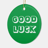 グッドラック、緑の白 セラミックオーナメント (左)