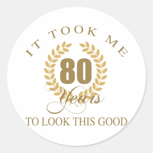 グッドルッキング80誕生日 ラウンドシール (正面)