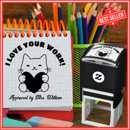 グッドワークキャット新学期勇気付けられる先生 セルフインキングスタンプ