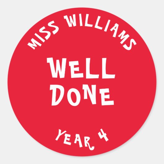 グッドワーク先生勇気付けられるスターステッカー ラウンドシール (正面)