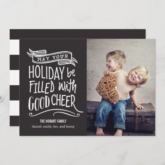 グッド応援ホリデーフォトカード-編集可能な色 シーズンカード (正面/裏面)
