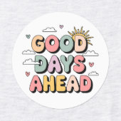 グッド日アヘッド – かわいいレトロ前向き引用文 ラベル (デザイン1)