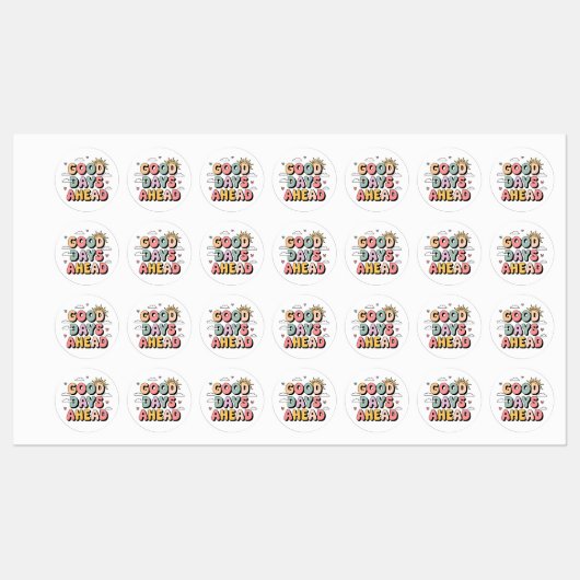 グッド日アヘッド – かわいいレトロ前向き引用文 ラベル (シート)