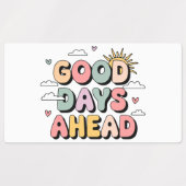 グッド日アヘッド – かわいいレトロ前向き引用文 ラベル (デザイン1)