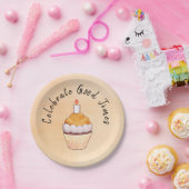 グッド祝タイムカップケーキオレンジ色の水色 ペーパープレート (パーティー)