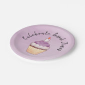 グッド祝タイムカップケーキパープル ペーパープレート (アングル)