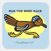 グッド走レースのステッカー1コリント9:24 スクエアシール (正面)