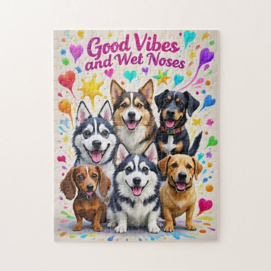 グッド・ビベスとウェット・ノーズよくはしゃぐ・ドードル ジグソーパズル (縦)