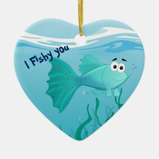 グッピーの魚のイラストレーション セラミックオーナメント (正面)