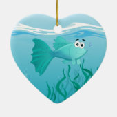 グッピーの魚のイラストレーション セラミックオーナメント (裏面)