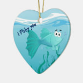 グッピーの魚のイラストレーション セラミックオーナメント (左)