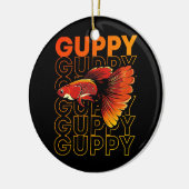 グッピーフィッシュ80'sスタイル熱帯魚の飼い主  セラミックオーナメント (左)