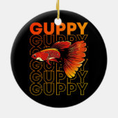 グッピーフィッシュ80'sスタイル熱帯魚の飼い主  セラミックオーナメント (裏面)