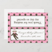 グディーバッグトッパーピンクのソックモンキー インビテーションポストカード (正面/裏面)