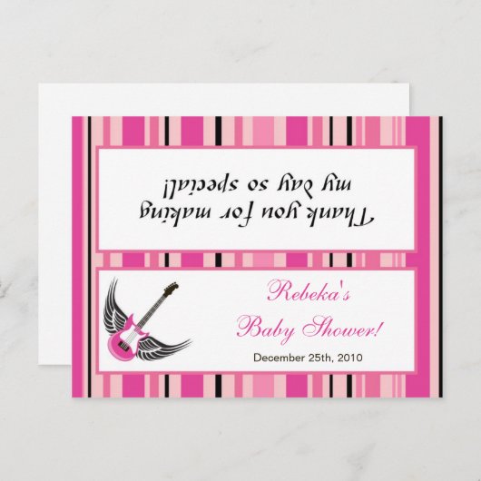 グディーバッグトッパー女の子らしい女の子ピンクパンクロックギター インビテーションポストカード (正面/裏面)