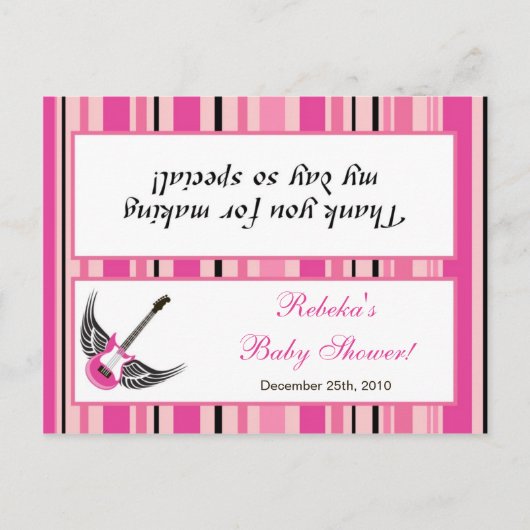 グディーバッグトッパー女の子らしい女の子ピンクパンクロックギター インビテーションポストカード (正面)