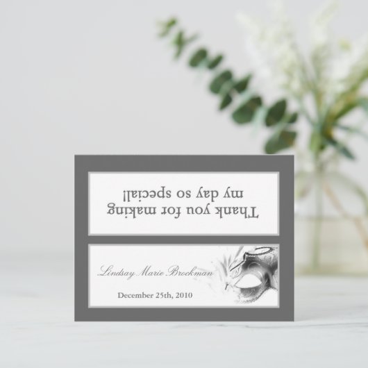 グディーバッグトッパー甘い16シルバーホワイトパーティー インビテーションポストカード (スタンド正面)