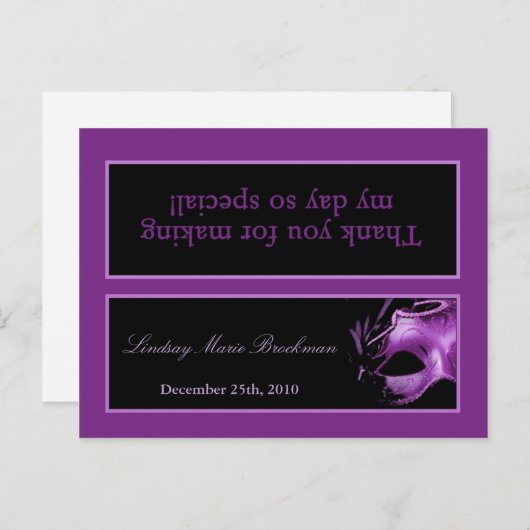 グディーバッグトッパー甘い16パープル薄紫ブラックパーティー インビテーションポストカード (正面/裏面)