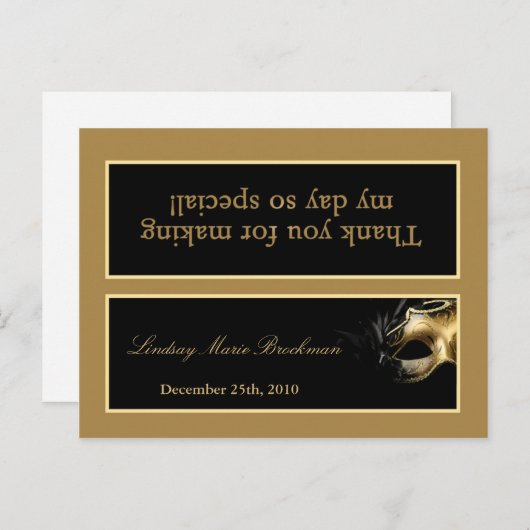 グディーバッグトッパー甘い16金ゴールドブラックパーティー インビテーションポストカード (正面/裏面)