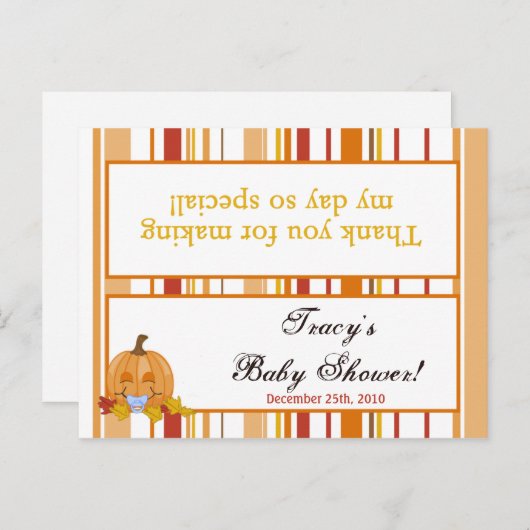 グディーバッグトッパー秋秋パンプキンベビー インビテーションポストカード (正面/裏面)