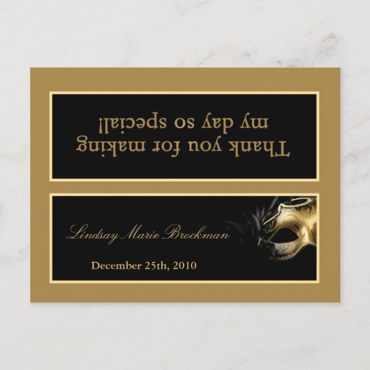 グディーバッグトッパーMIS XV金ゴールドブラックパーティー インビテーションポストカード (正面)