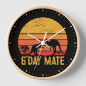 グデイ・メイト！レトロヴィンテージオーストラリアカンガルー 壁時計 (正面)