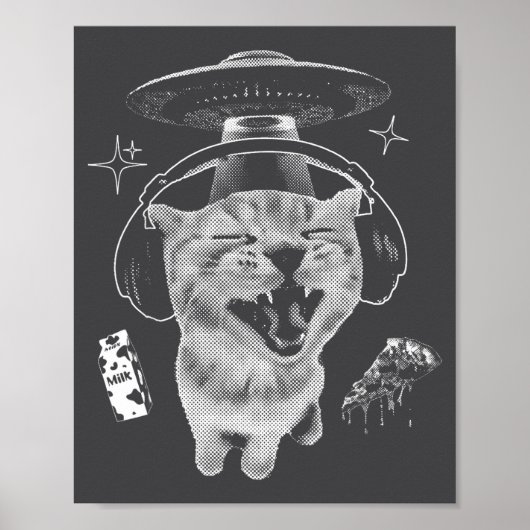 グナープ猫 おもしろい エイリアン 猫 メーム 脳破壊 笑える メーム ポスター (正面)