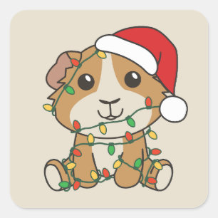 グニアピグクリスマスウィンターアニマルズホリデー スクエアシール