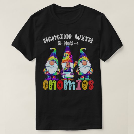 グノミーぶら下がったズ格言メリークリスマス絞り染め Tシャツ (デザイン正面)