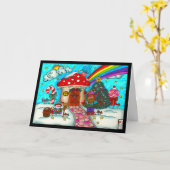 グノミーズホリデーマッシュルームハウスカード カード (黄色い花)