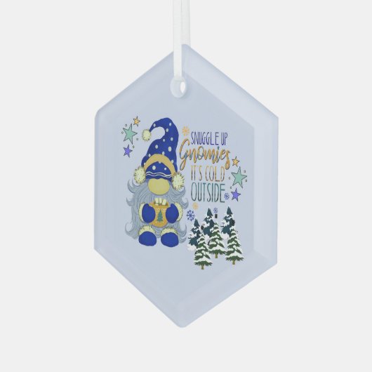 グノーミーズウィンターホリデーを嗅ぎ回る ガラスオーナメント (正面左)