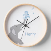 グパーソナライズされたモダンレイ象、10インチ丸時計 壁時計 (正面)