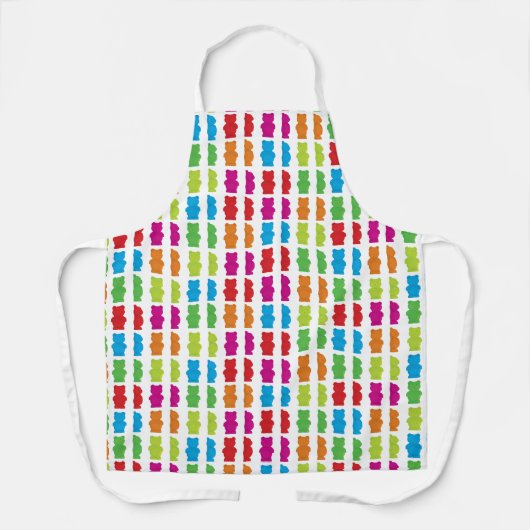 グミの熊の数々の色の飴の食べ物の柄 エプロン (正面)