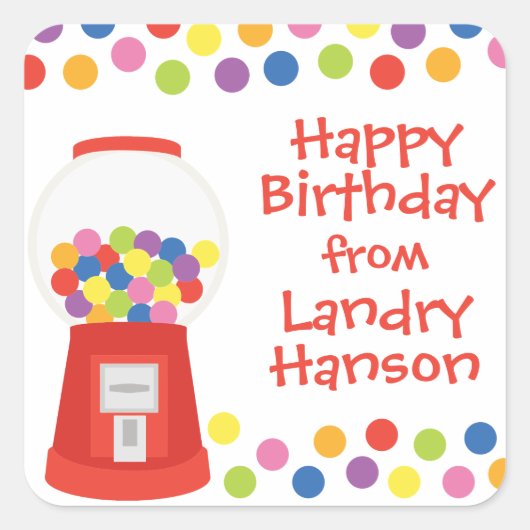 グミカラフルボパーソナライズされたール スクエアシール (正面)