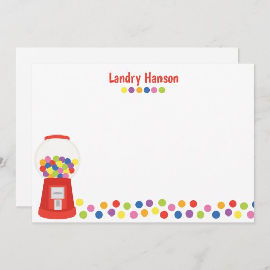 グミカラフルボールパーソナライズされた文具 サンキューカード (正面/裏面)