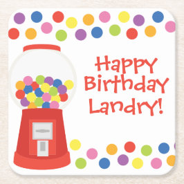 グミカラフルボールパーソナライズされた紙コースター スクエアペーパーコースター