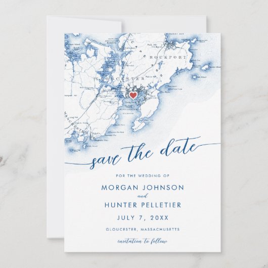 グミニマルロモダンスターマサチューセッツの地図 セーブザデート (正面)