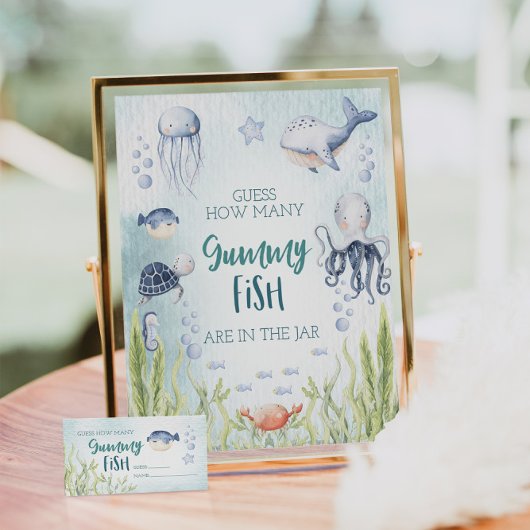グミフィッシュ赤ちゃんシャワーゲームカードの数 エンクロージャーカード