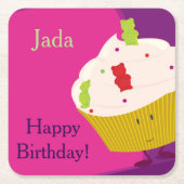 グミベアのカップケーキ |コースター スクエアペーパーコースター (正面)