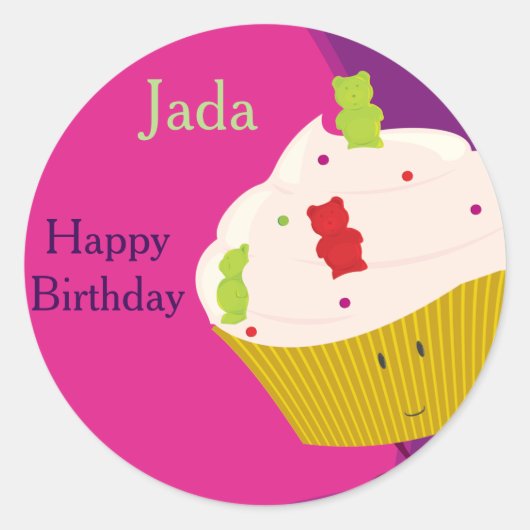 グミベアのカップケーキ |ステッカー ラウンドシール (正面)