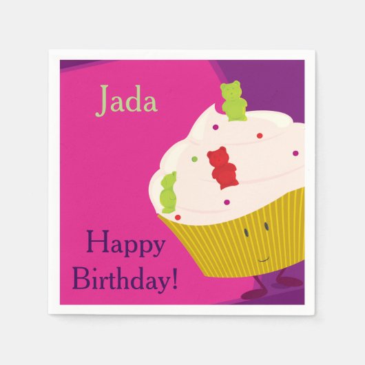 グミベアのカップケーキ |紙ナプキン スタンダードカクテルナプキン (正面)