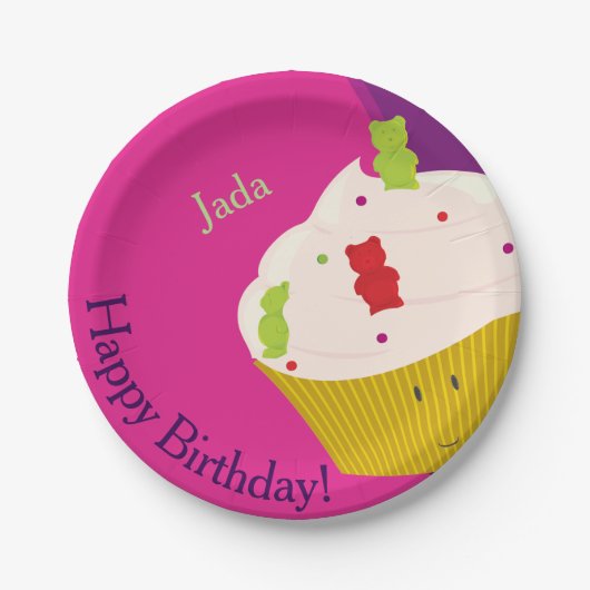グミベアのカップケーキ |紙プレート ペーパープレート (正面)