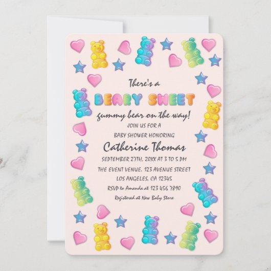 グミベアカラフルジェリーキャンディベビーシャワー 招待状 (正面)