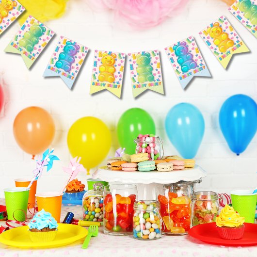 グミベアカラフルジェリーキャンディーキッズパーティー バンティングフラッグ