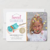 グミベアキャンディパーティーガールフォト誕生日 招待状 (正面)