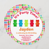 グミベアキャンディ子供の誕生日招待状 招待状 (正面/裏面)